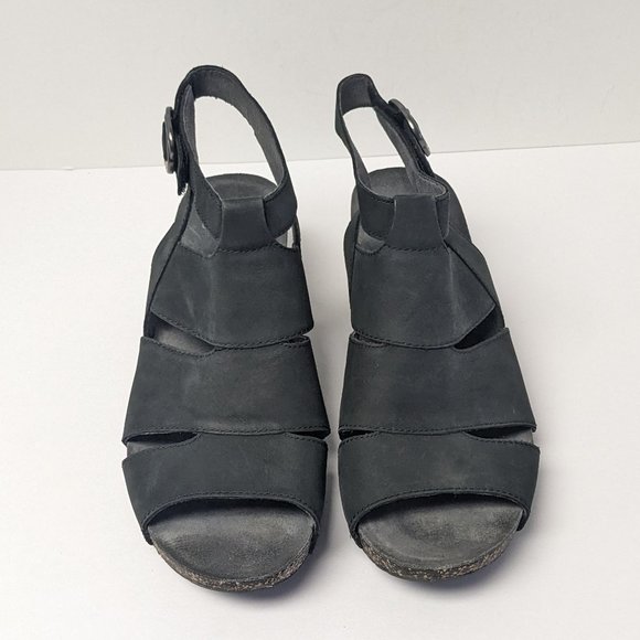 Dansko Sera Wedge Sandals, Black Leather, Women's 42 EU (US 11) - Picture 3 of 7